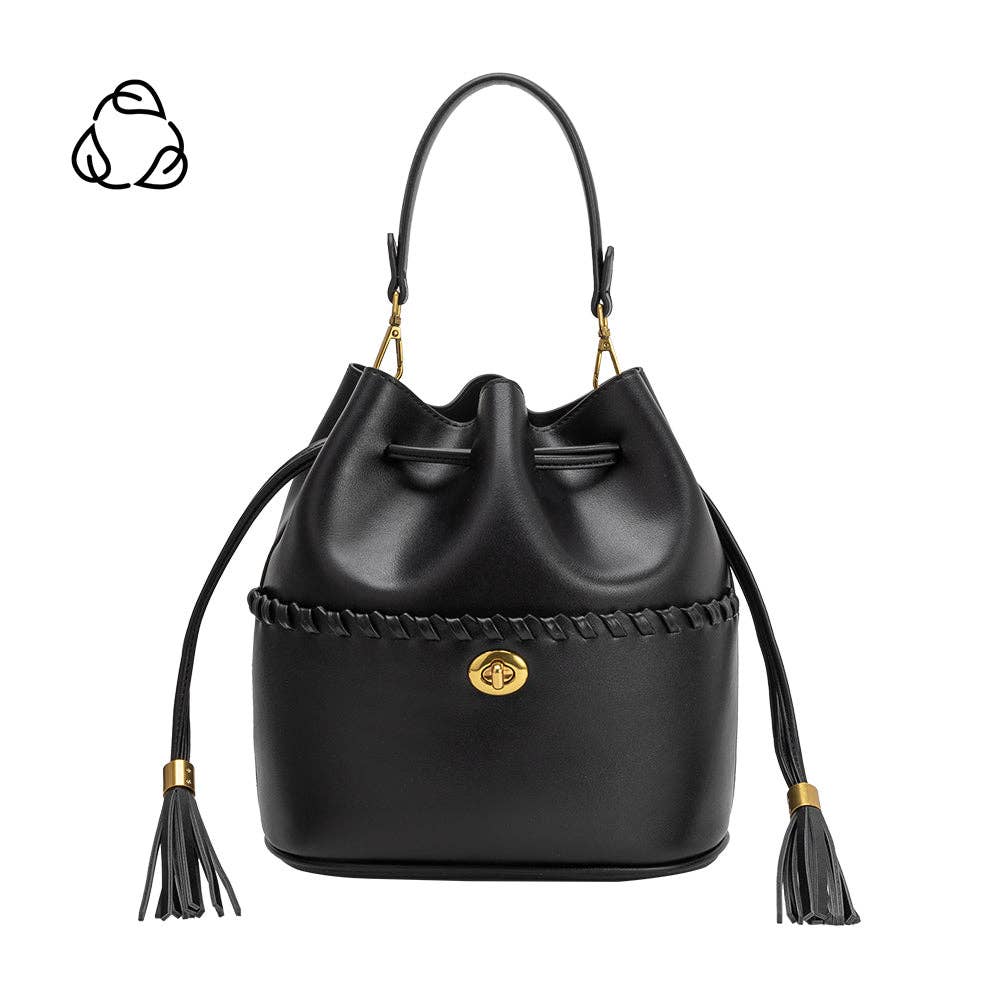 Janae Black Recycled Vegan Leather Top Handle Bag