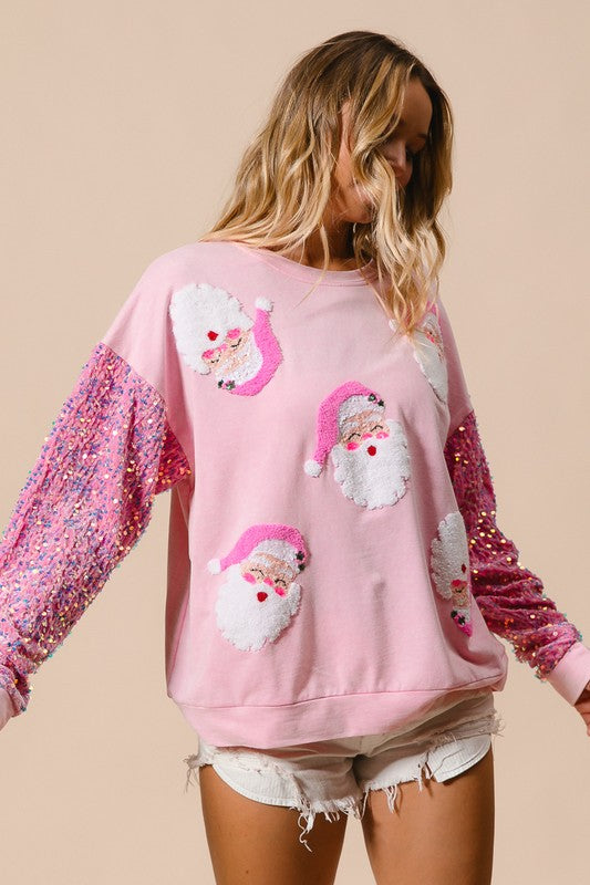 Sequin Sleeve Santa Sweatshirt