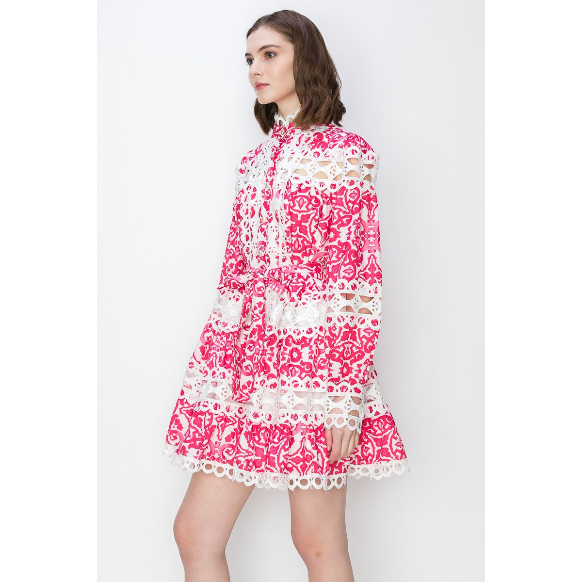 Positano Fuchsia Crochet Lace Dress