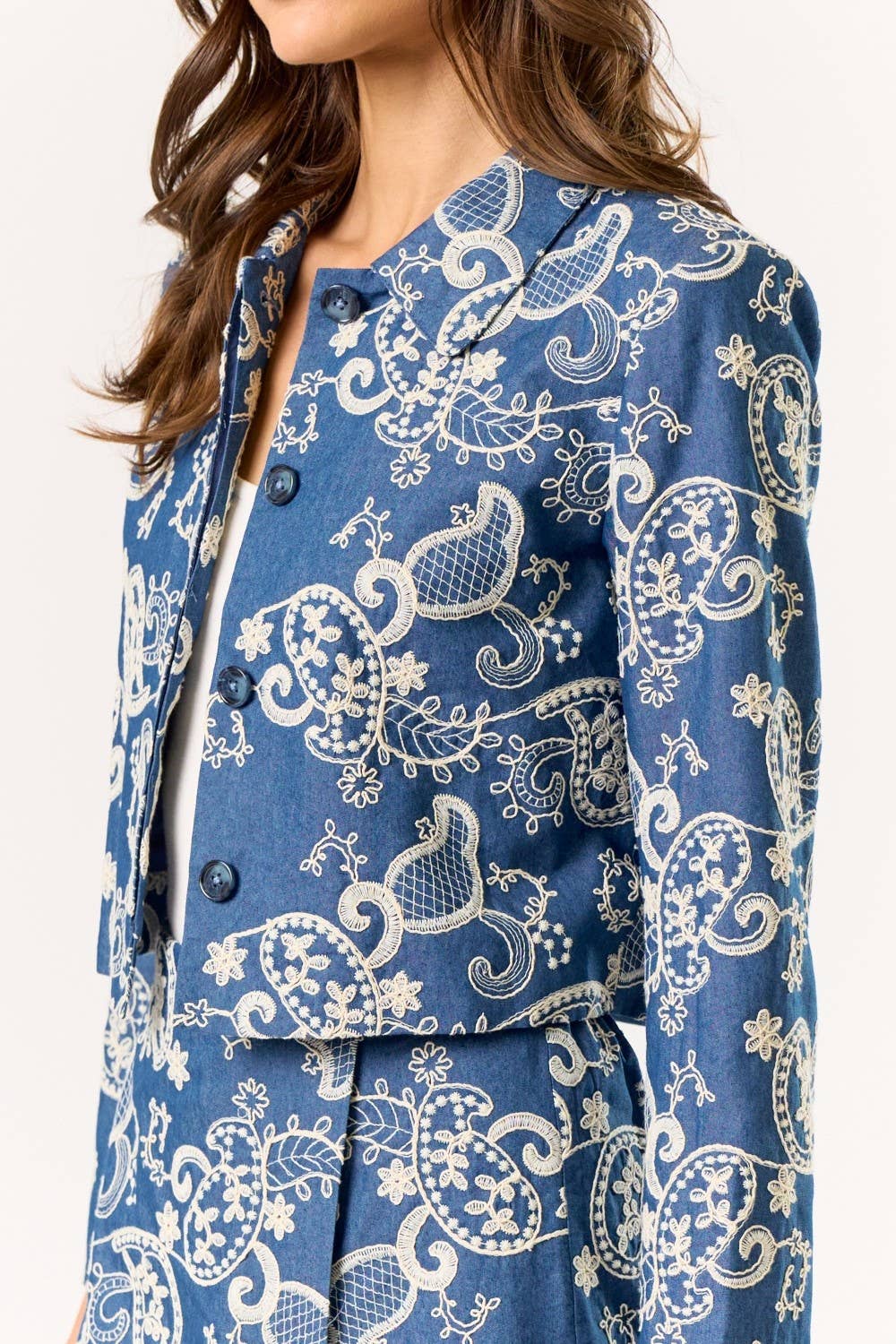 Floral Embroidered Denim Jacket