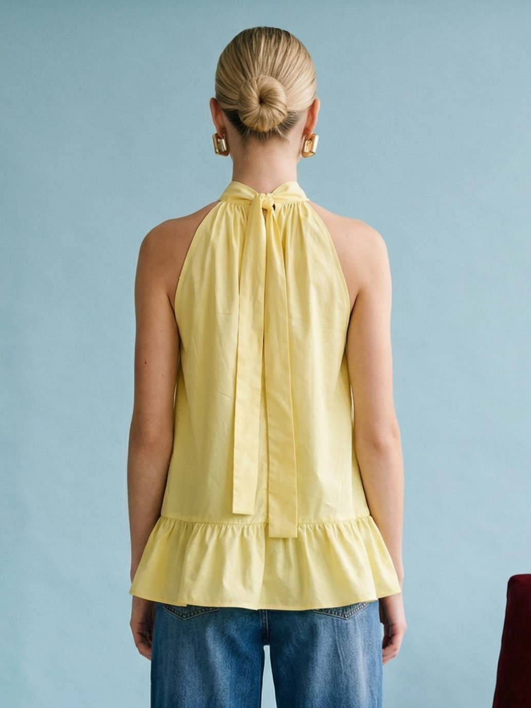 Halter Ruffle Tiered High-Neck Top