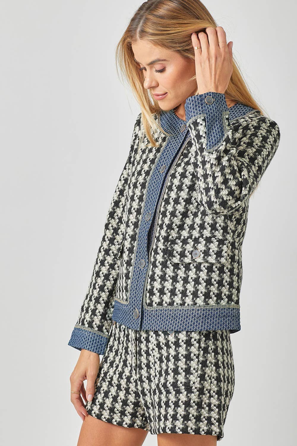 C'est Femme Houndstooth Tweed Jacket