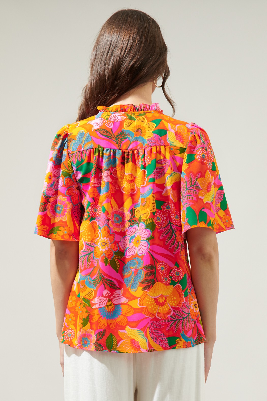 Idalia Ruffle Split Neck Blouse