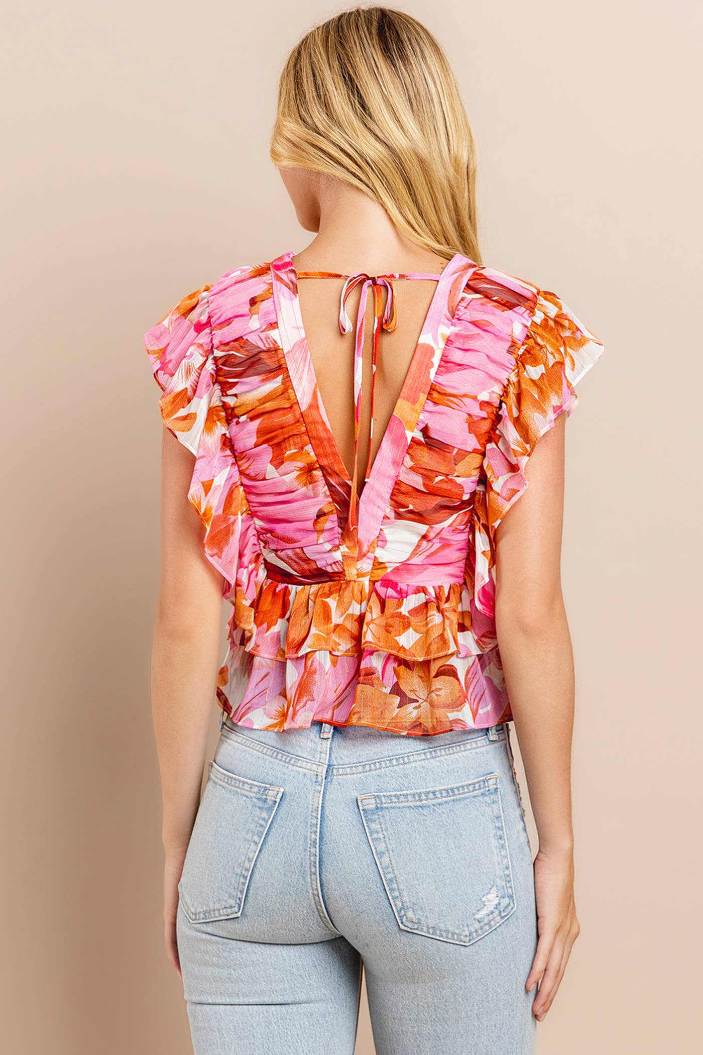 Blushing Sunset Ruched Top