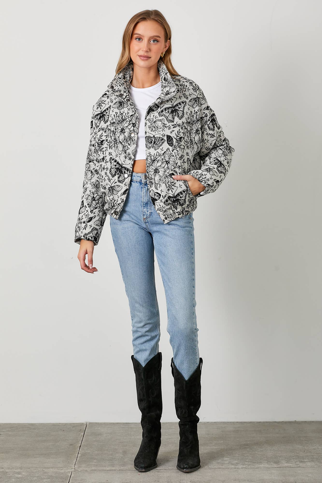 Fluttering Hearts Butterfly Puffer Jacket