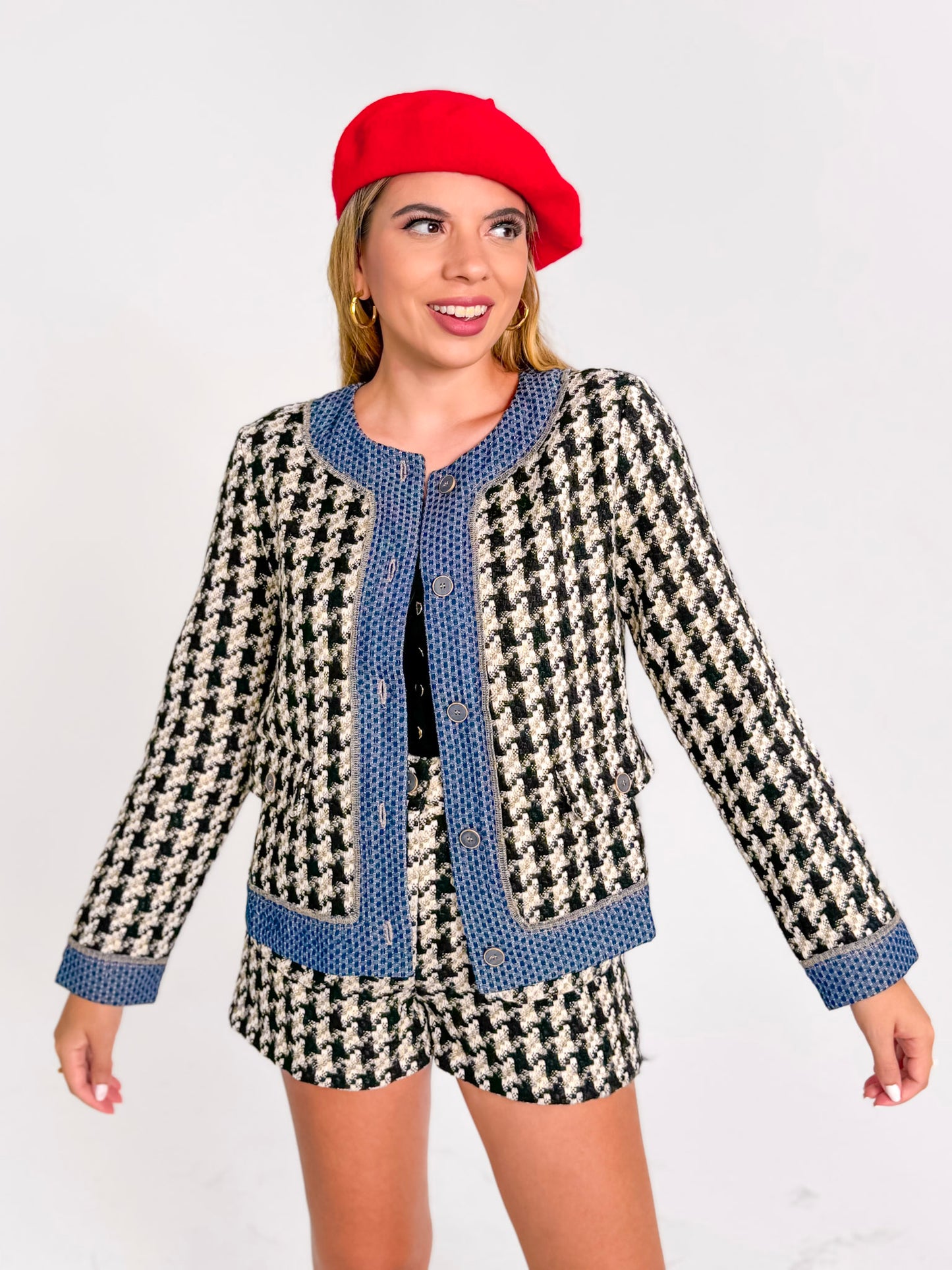 C'est Femme Houndstooth Tweed Jacket