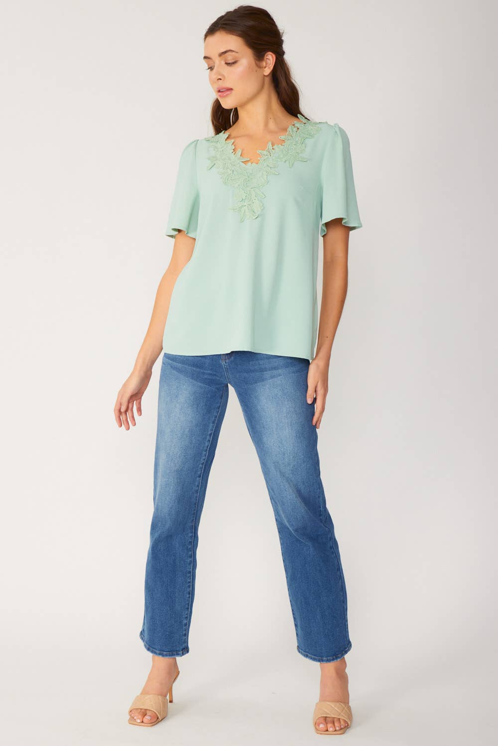 Anette Lace Neckline Top