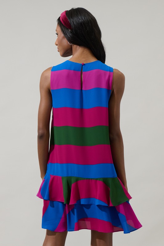 Jewel Tone Stripe Shift Dress