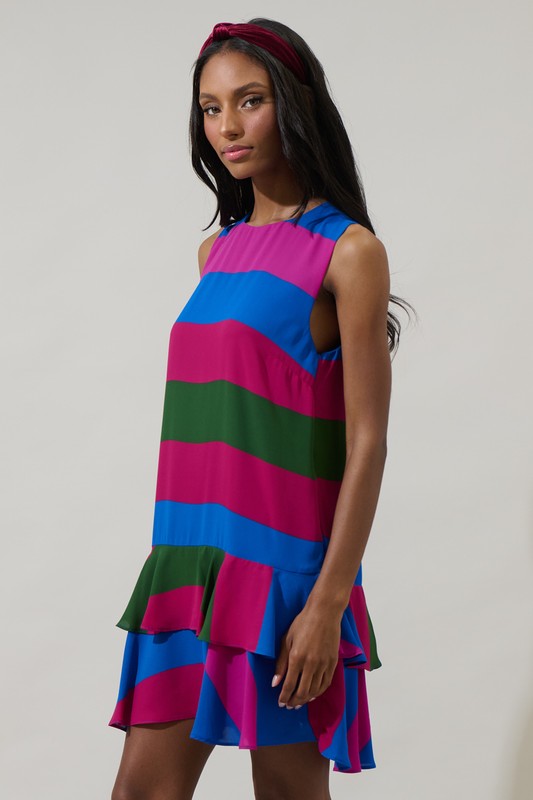 Jewel Tone Stripe Shift Dress