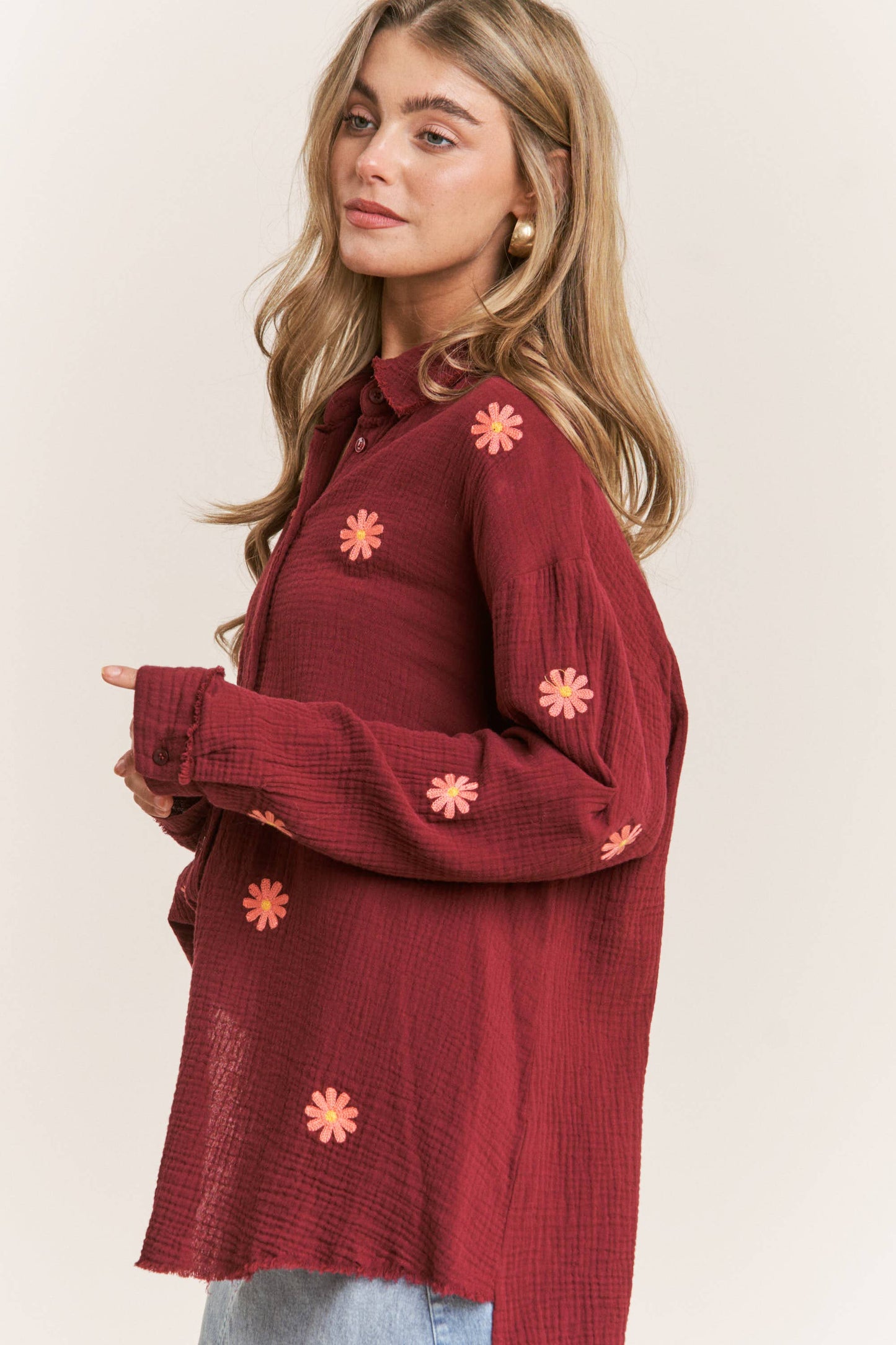 Daisy Gauze Embroidered Top