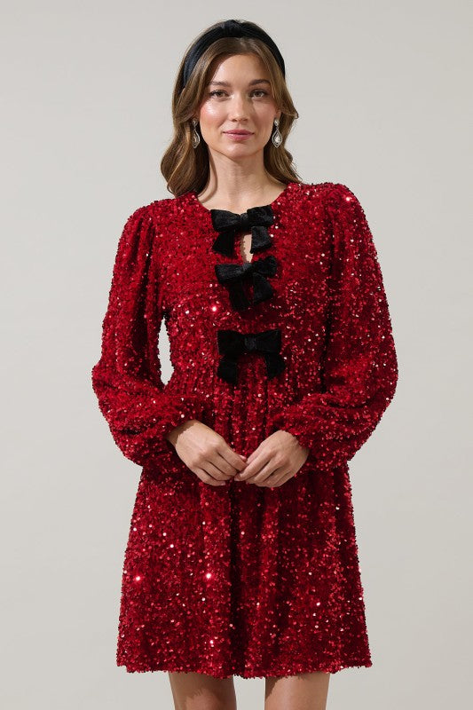 Darla Sequin Glow Bow Dress