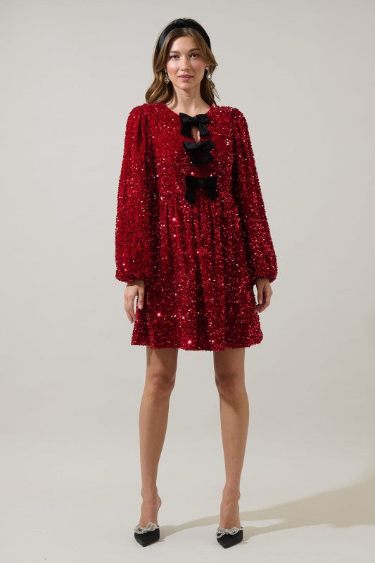 Darla Sequin Glow Bow Dress