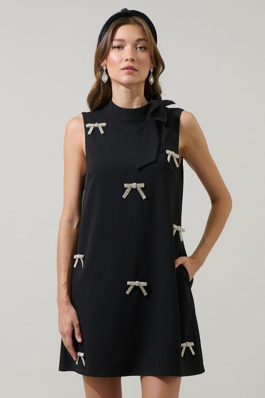 Bow Shift Mini Dress