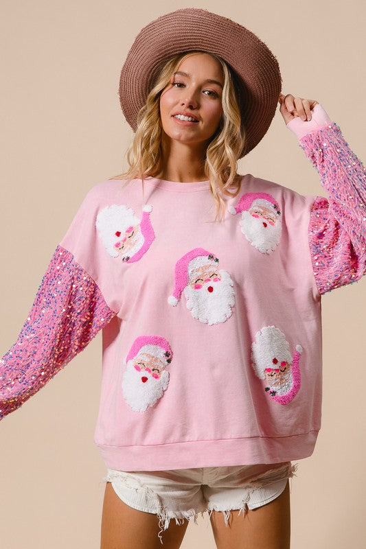 Sequin Sleeve Santa Sweatshirt