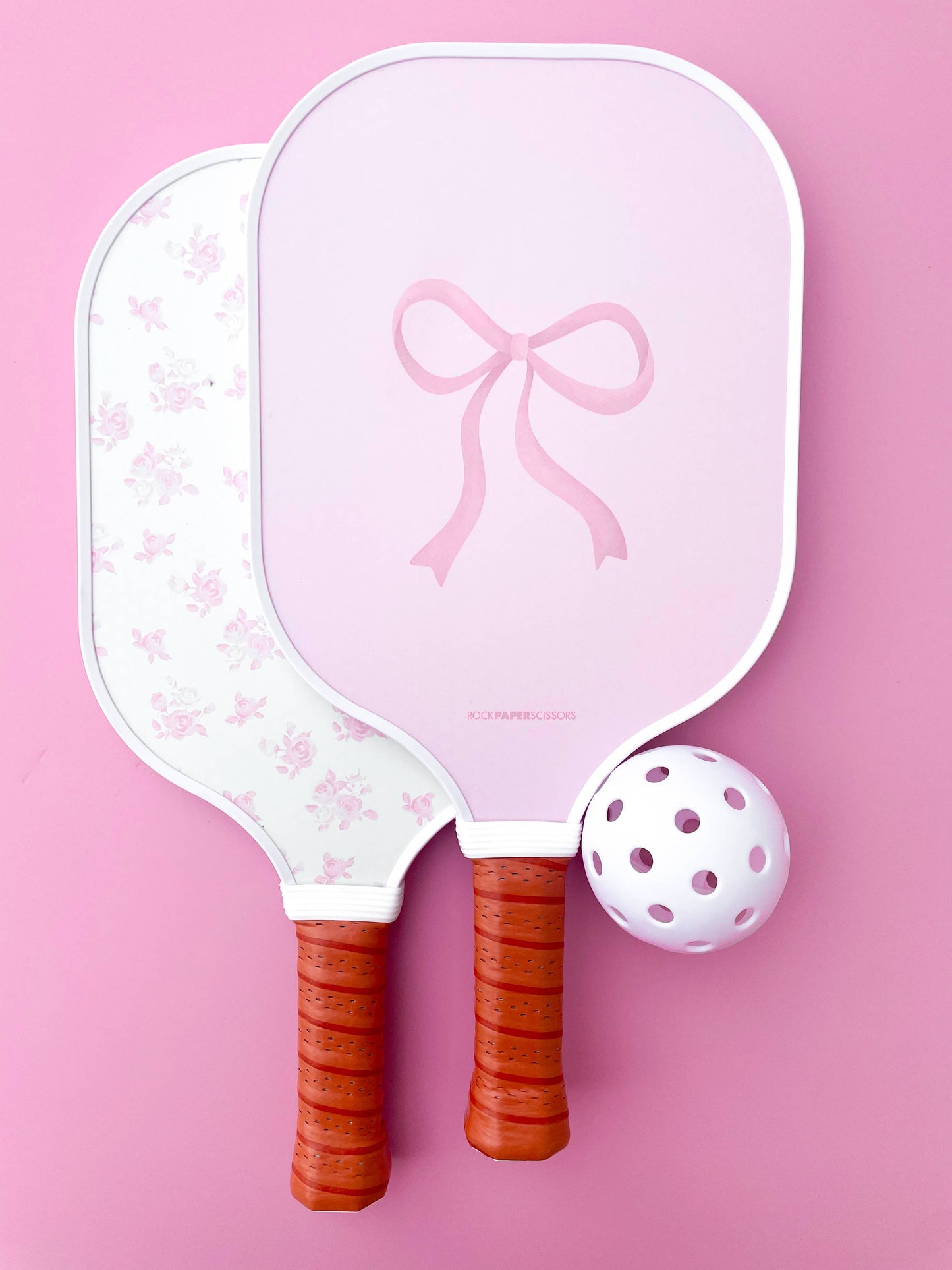 Coquette Pink Bow Floral Pickleball Paddle