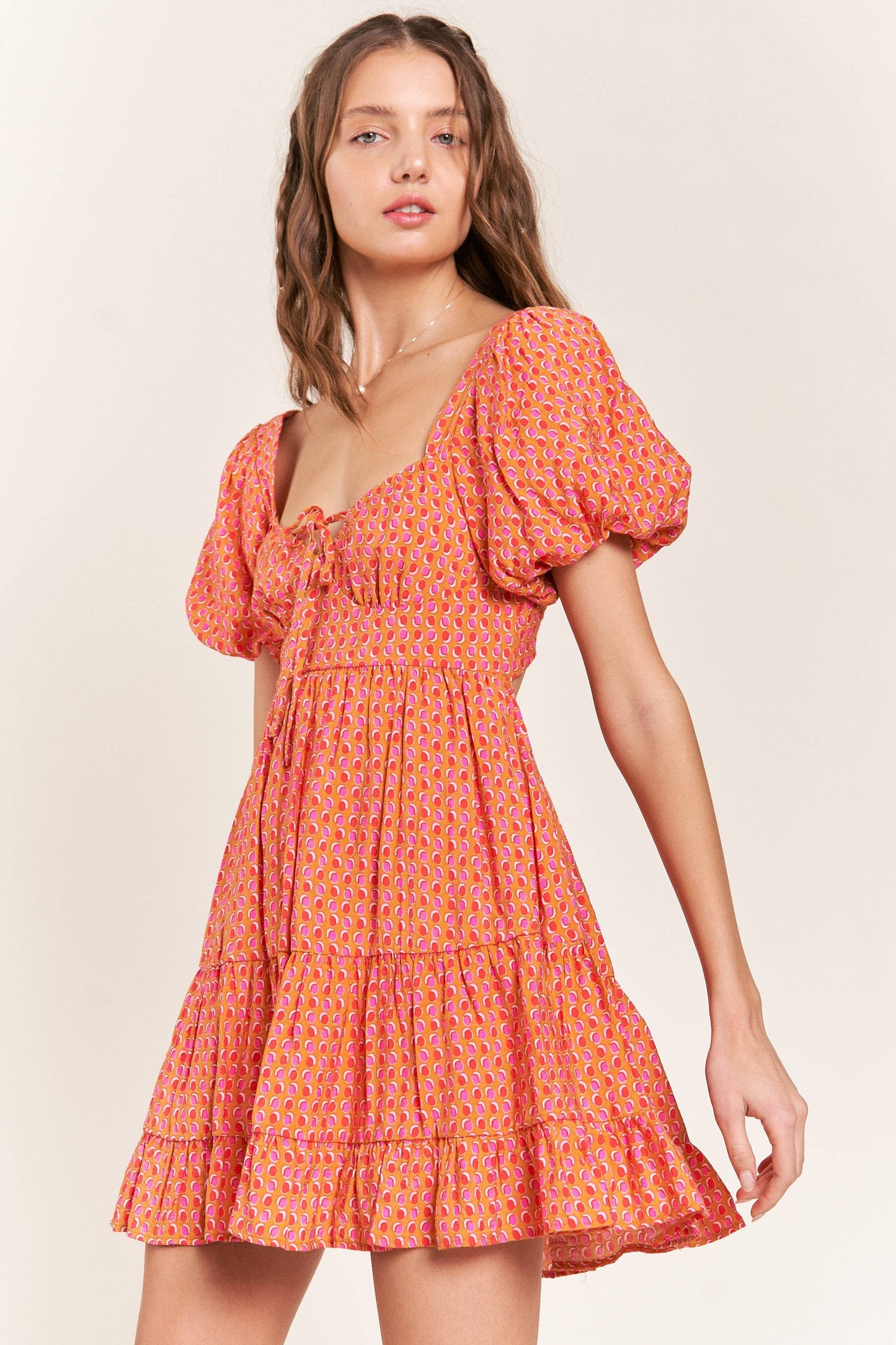 Puff Sleeve Mini Dress