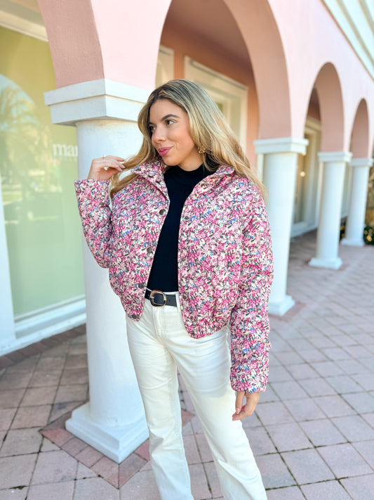 Wishful Thinking Floral Puffer Jacket