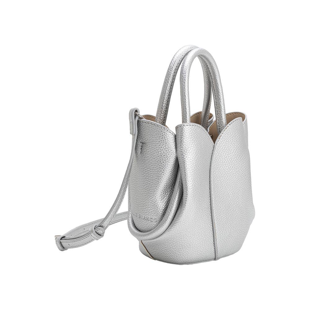 Tulip Mini MTL Silver Recycled Vegan Leather Top Handle Bag
