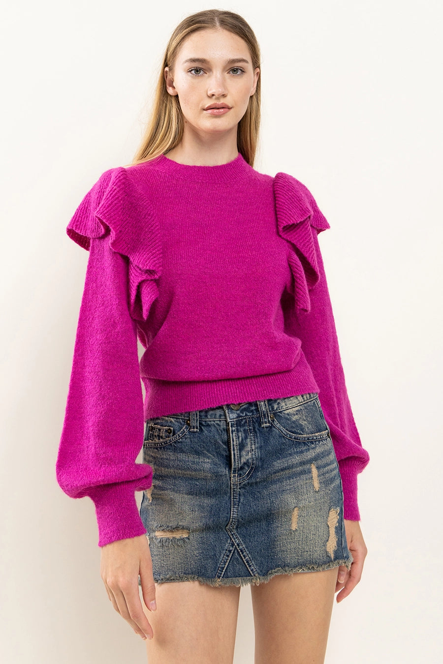 Berry Bliss Ruffle Sweater