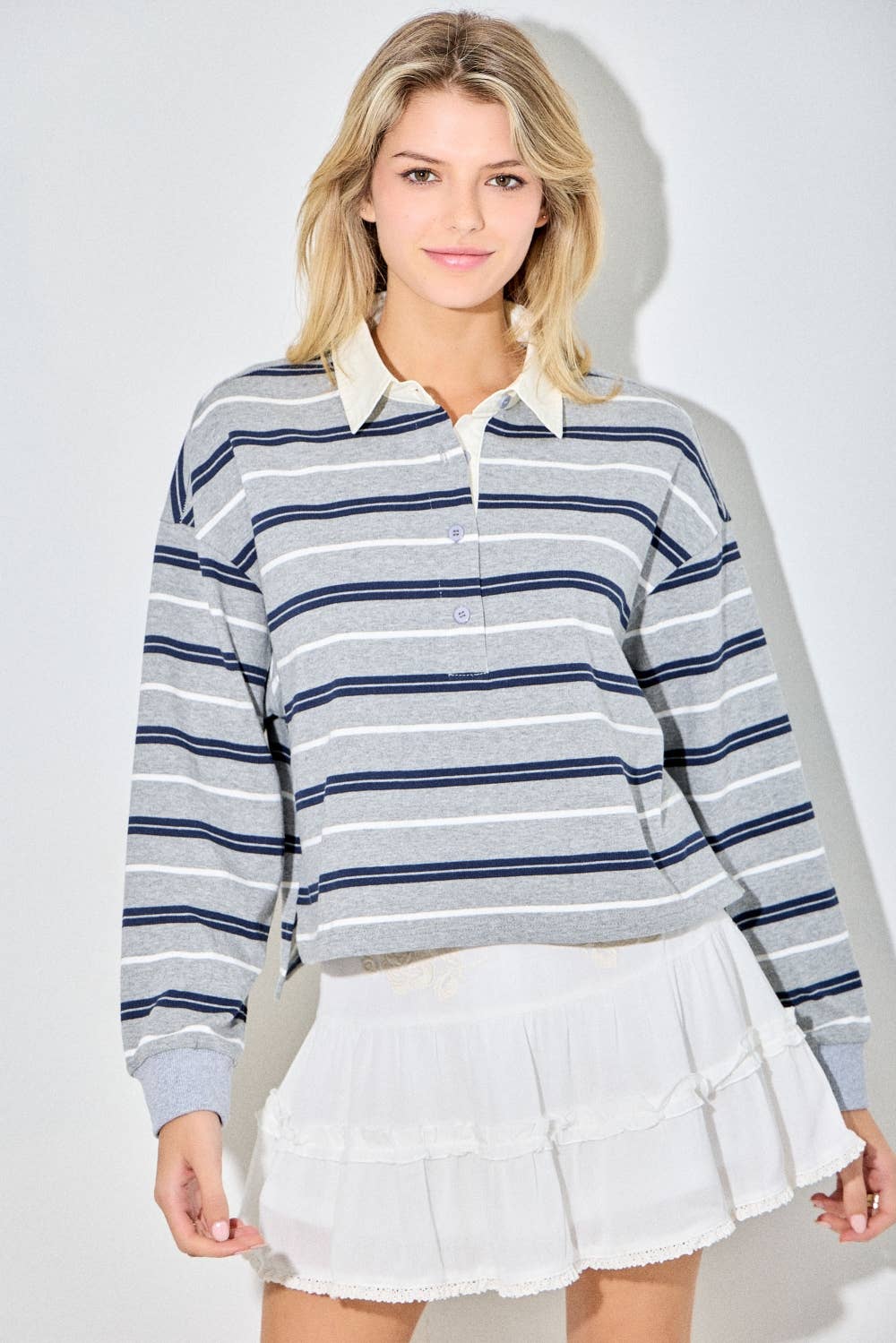 Retro Rugby Stripe Long Sleeve Top