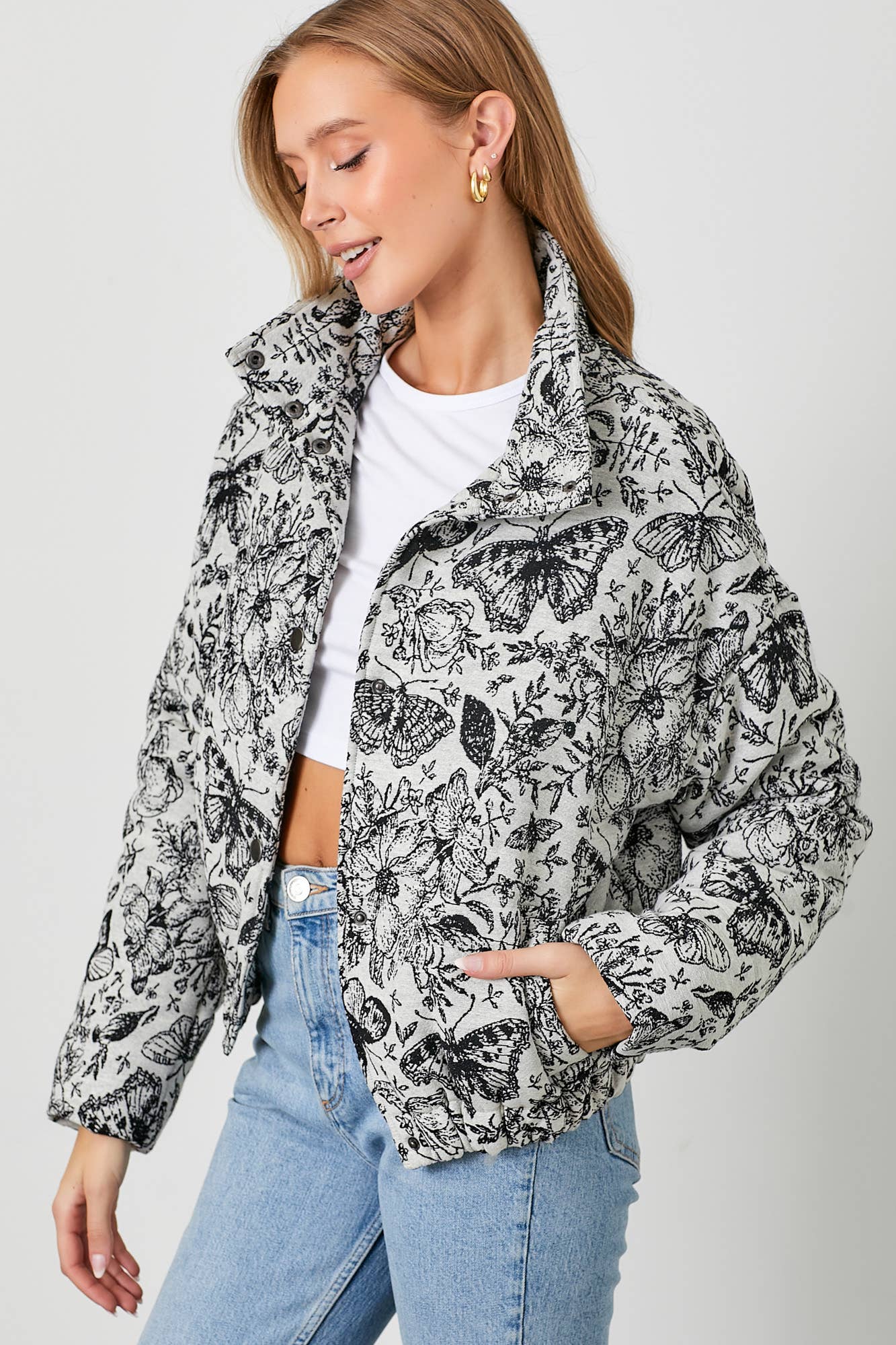 Fluttering Hearts Butterfly Puffer Jacket