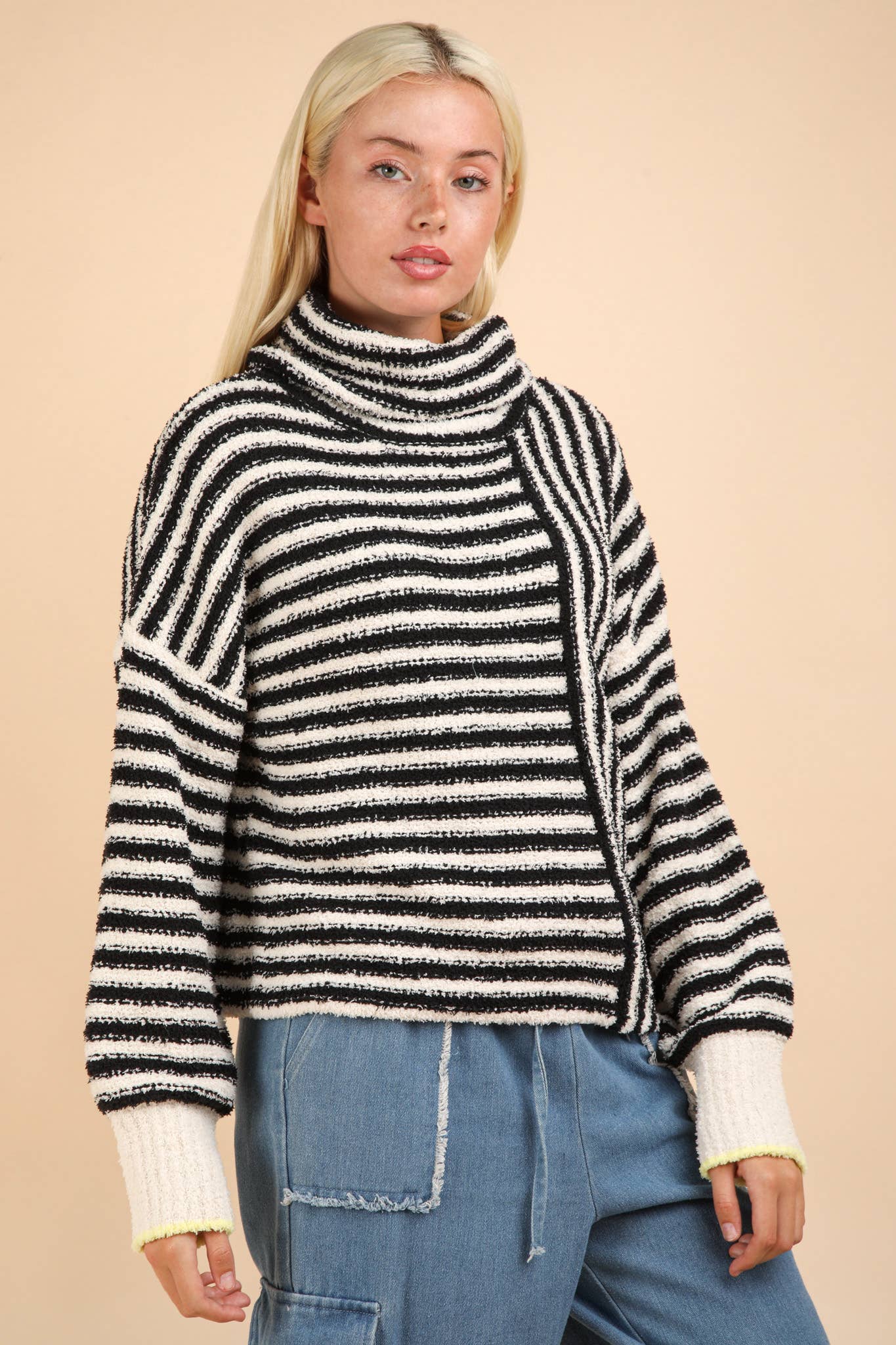 Serene Stripes Mock Neck Sweater