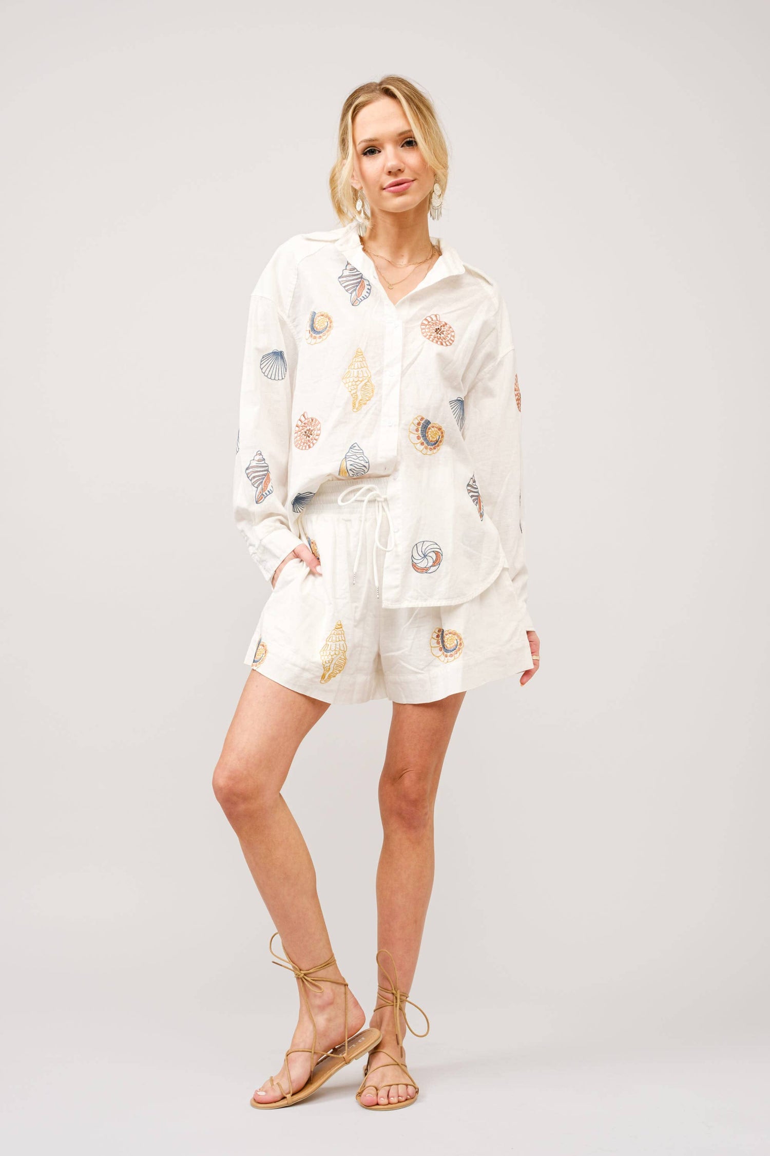 Seaside Shell Embroidered Shirt