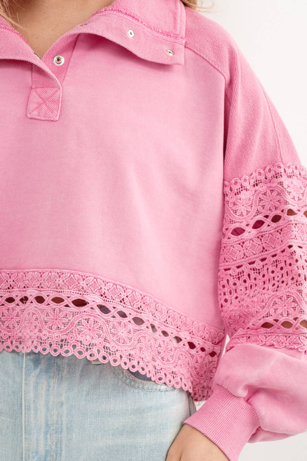 Powerpuff Pink Lace Pullover