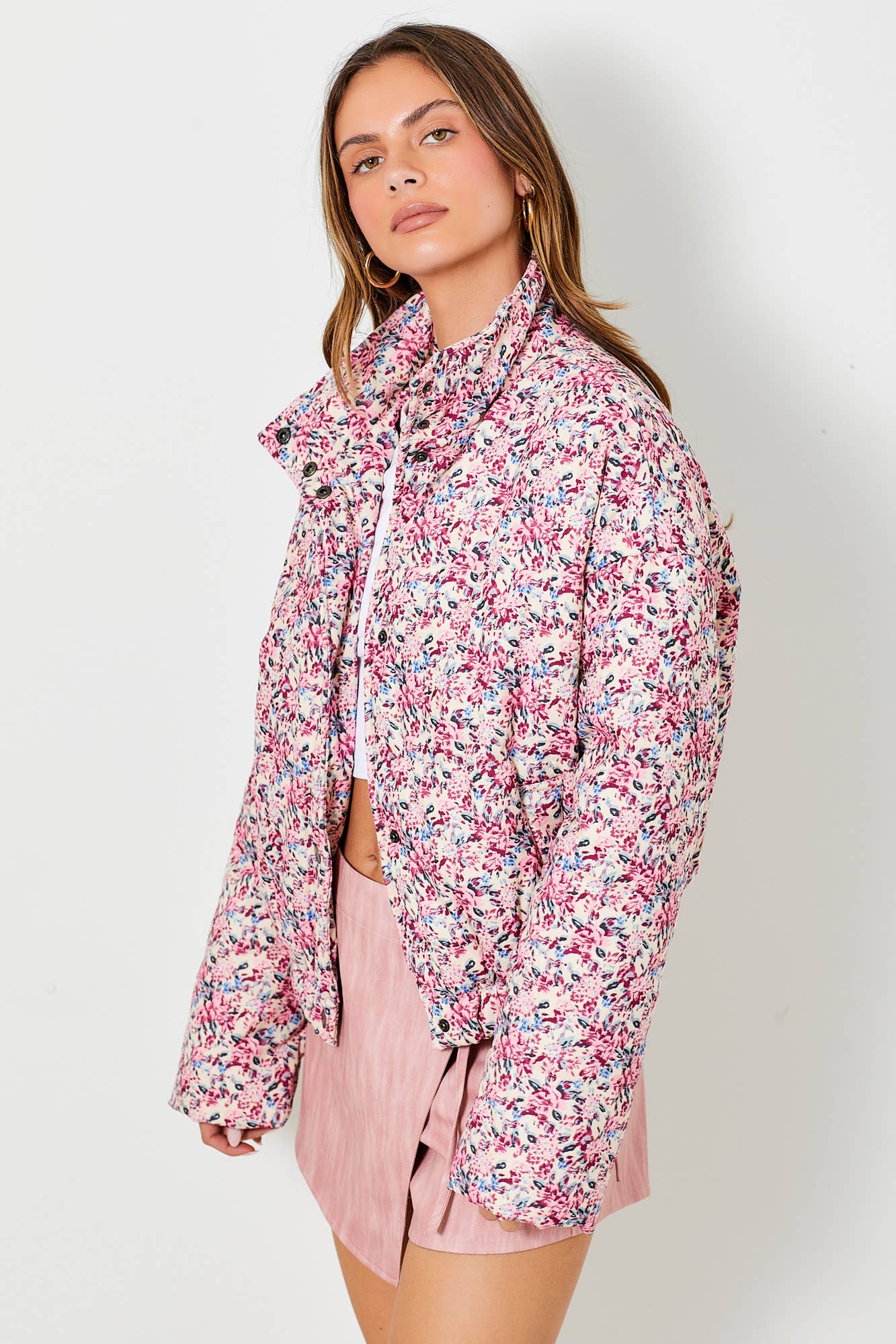 Wishful Thinking Floral Puffer Jacket