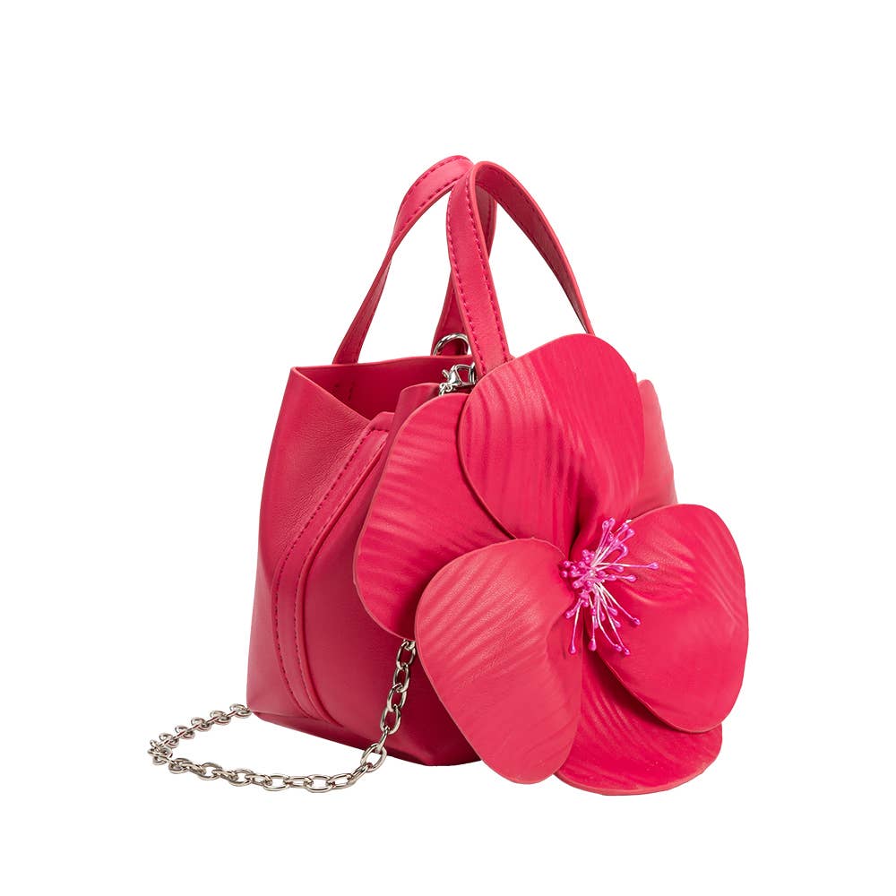 Monroe Fuchsia Flower Recycled Vegan Top Handle Bag