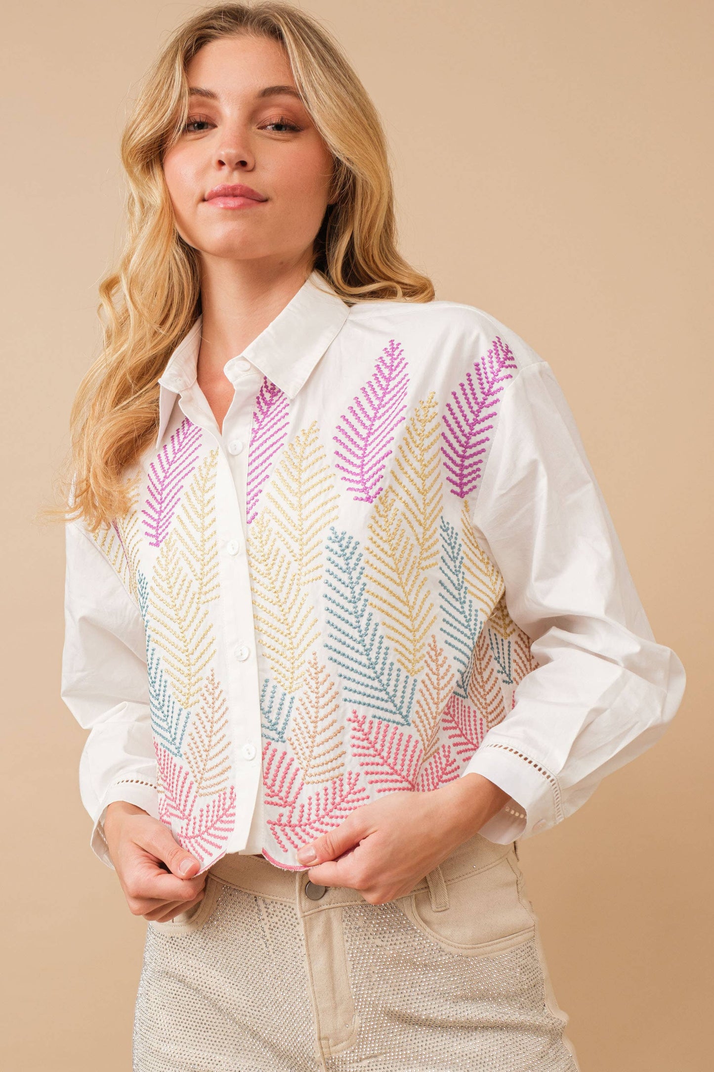 Aurora Metallic Embroidery Shirt