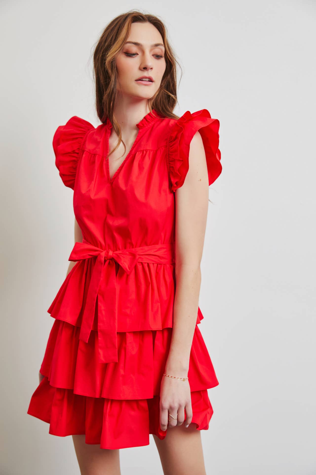 Cherry on Top Poplin Ruffle Dress