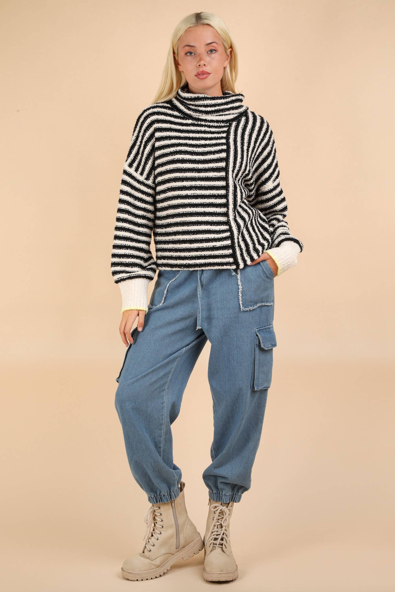 Serene Stripes Mock Neck Sweater