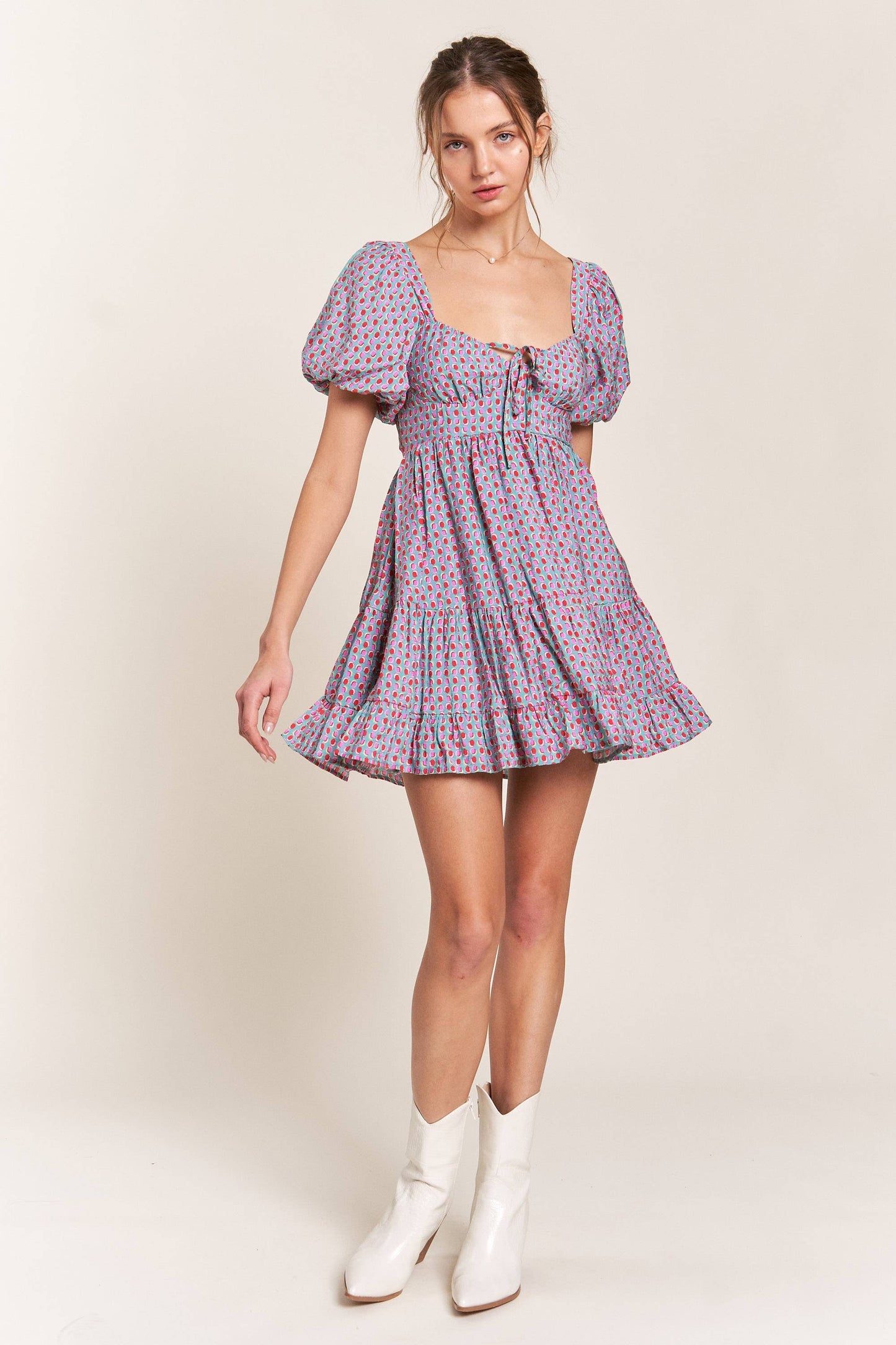 Puff Sleeve Mini Dress