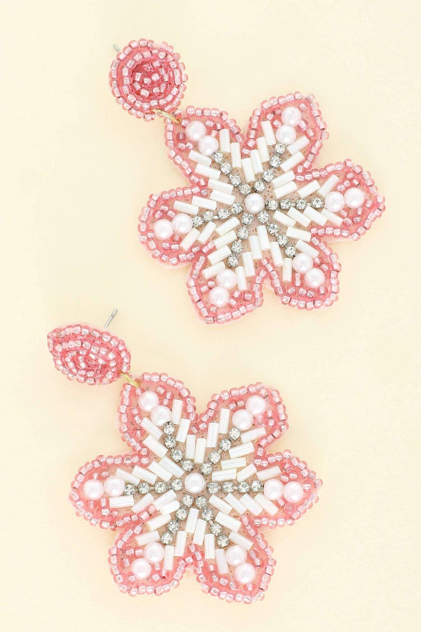 Pink Snowflake Earrings