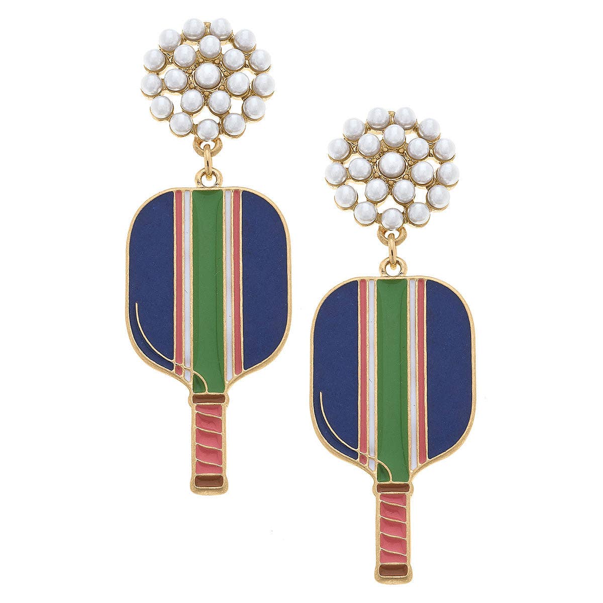 Ellie Pickleball Pearl Cluster Drop Earrings