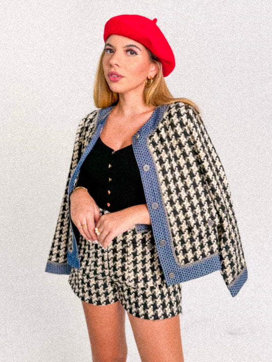 C'est Femme Houndstooth Tweed Jacket