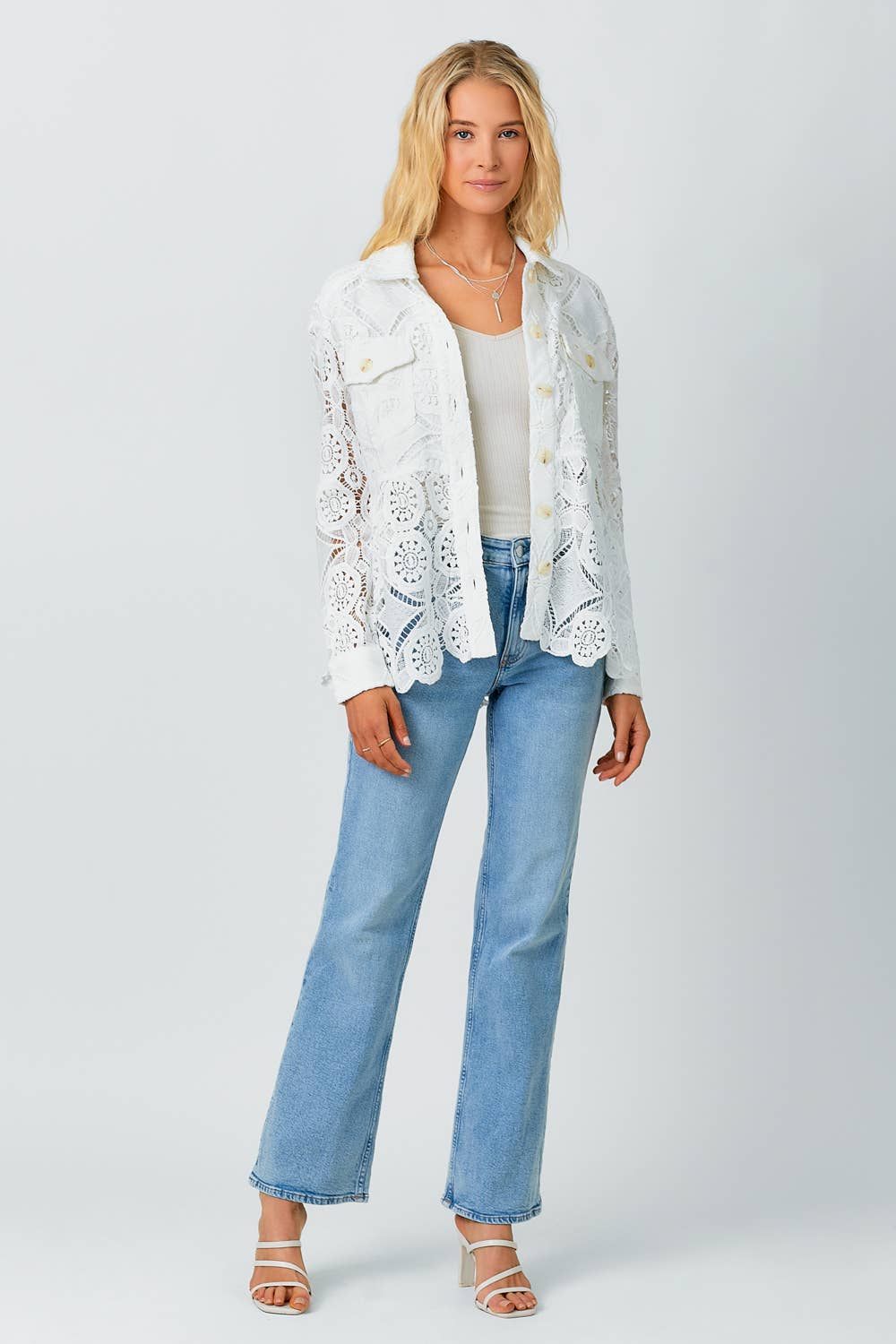 Pippa Lace Peplum Trucker Jacket