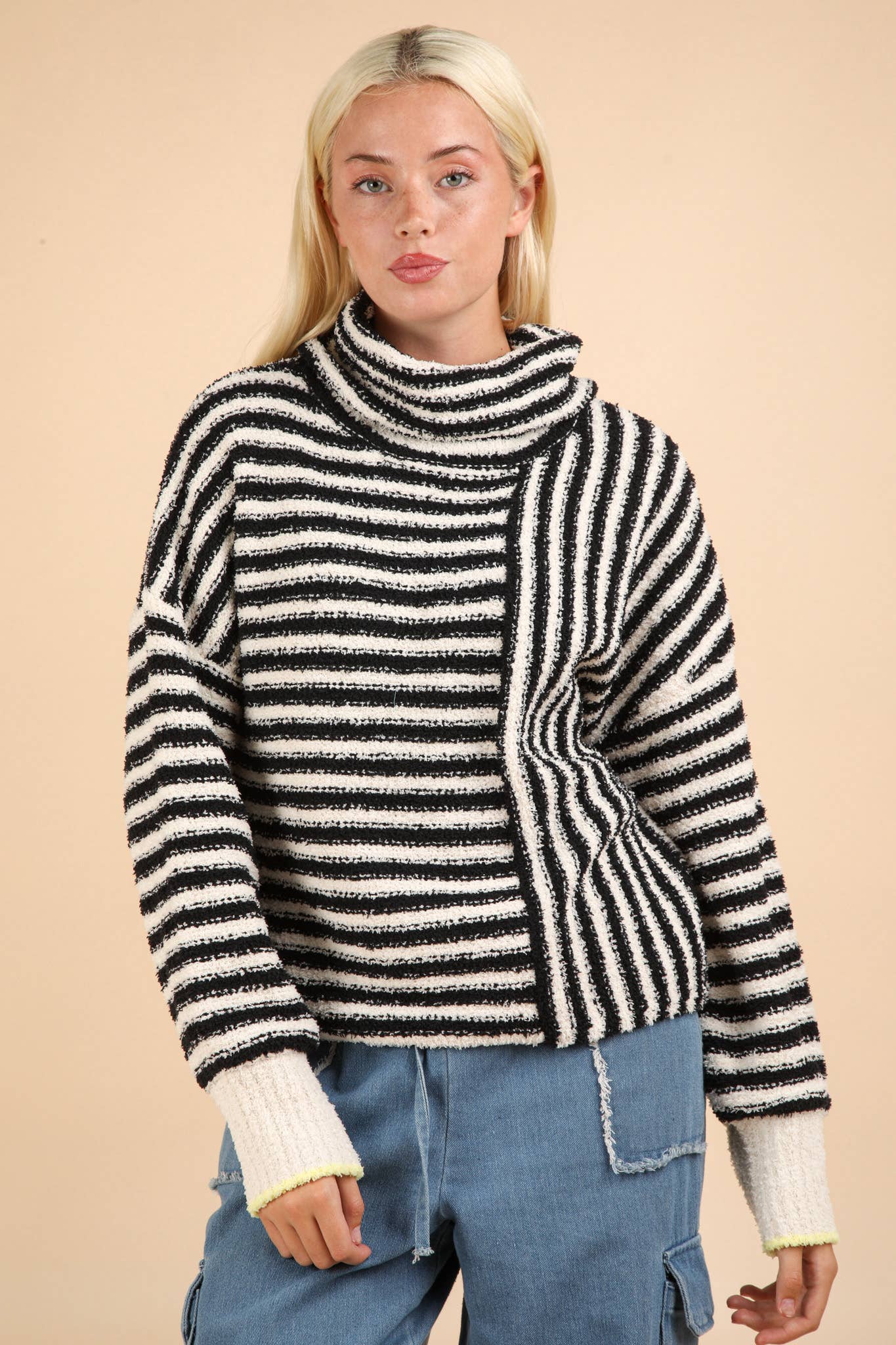 Serene Stripes Mock Neck Sweater