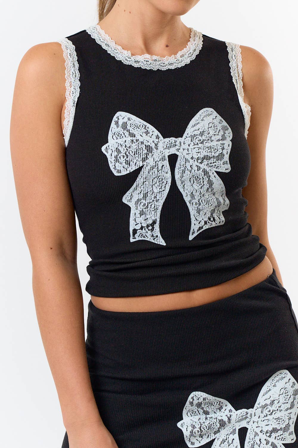 Soft Girl Chic Lace Print Tank Top