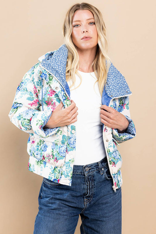 Georgette Floral Puffer Jacket