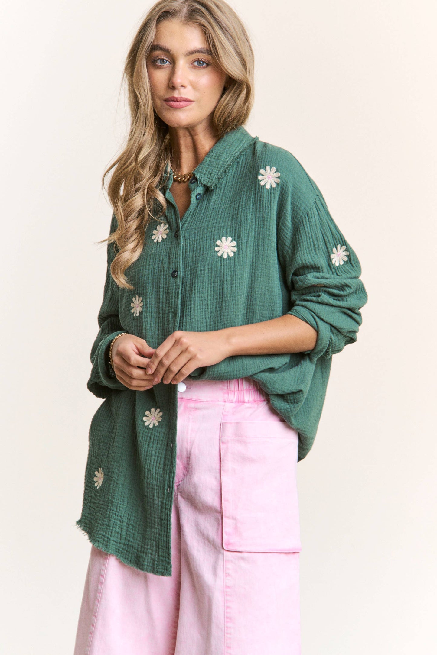 Daisy Gauze Embroidered Top