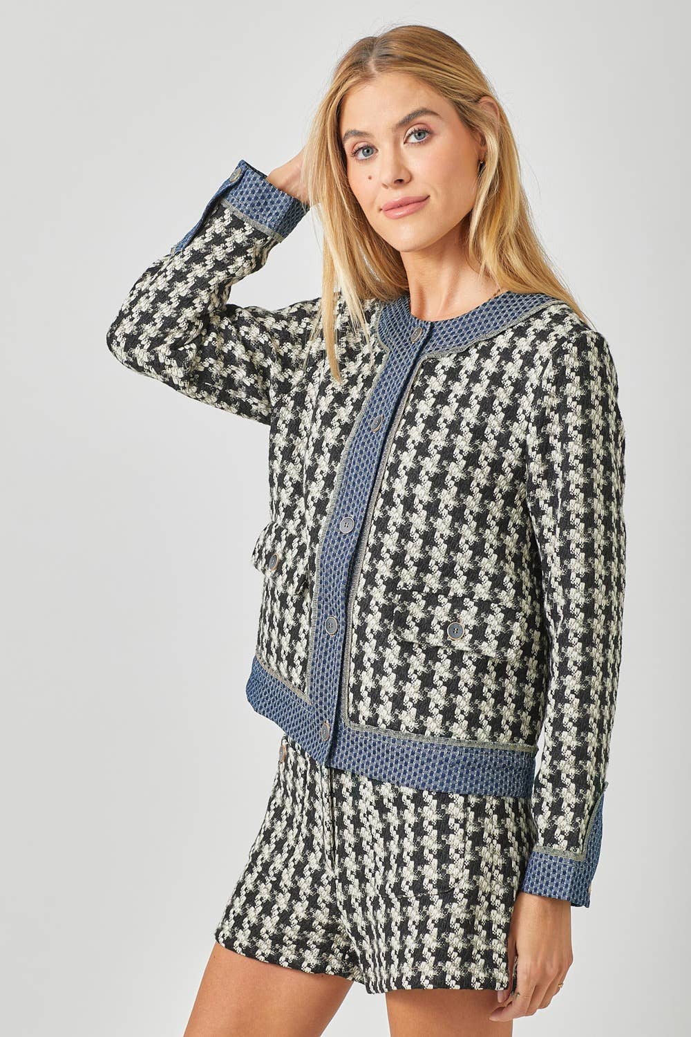 C'est Femme Houndstooth Tweed Jacket