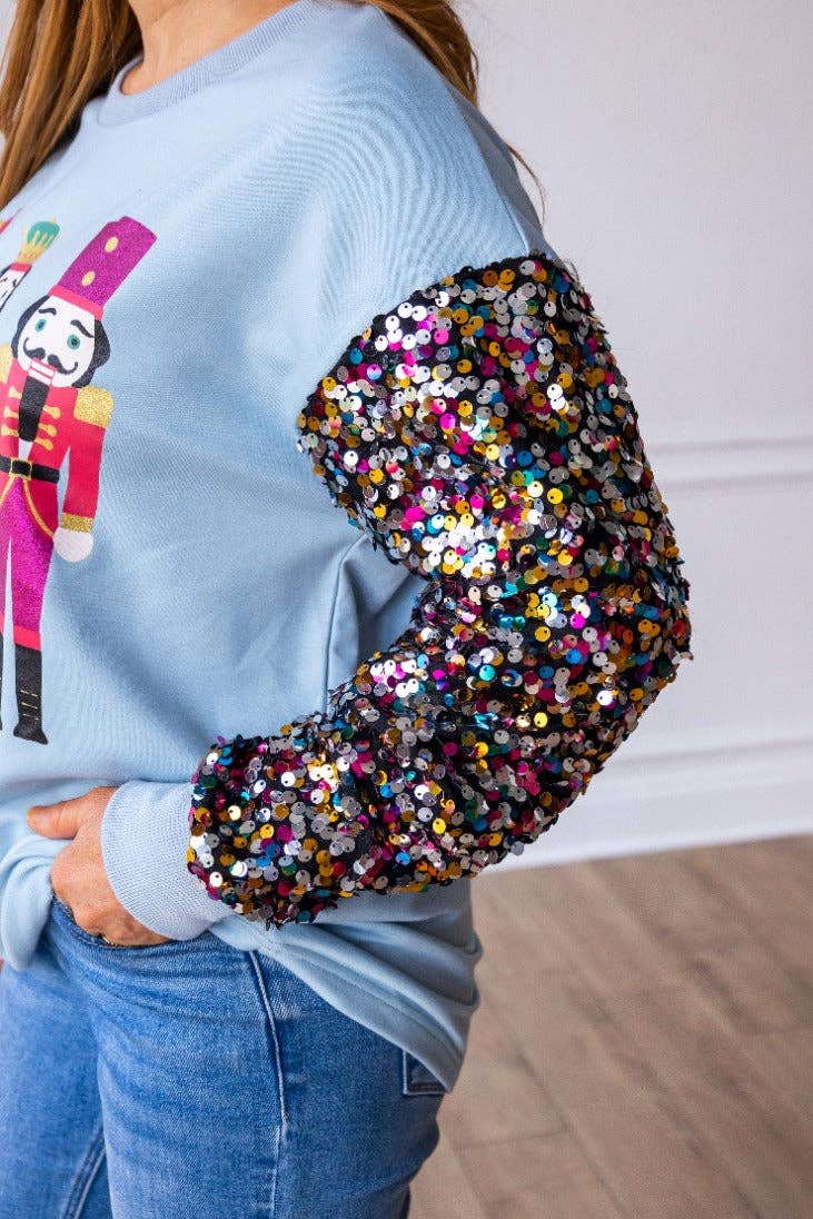 Nutcracker Top with Sequin Sleeves