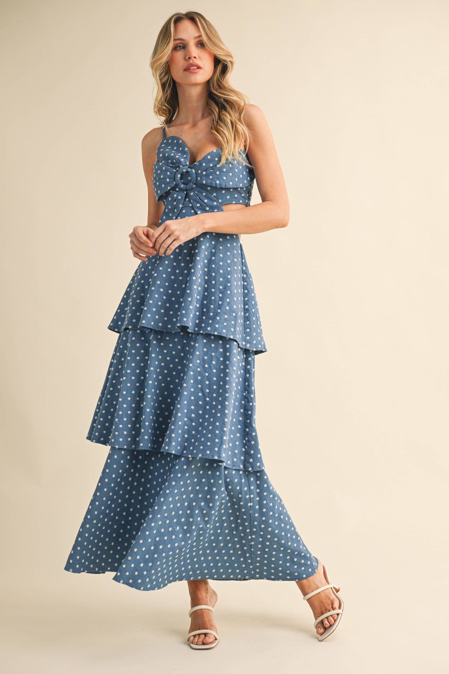 Floral Cutout Denim Dress