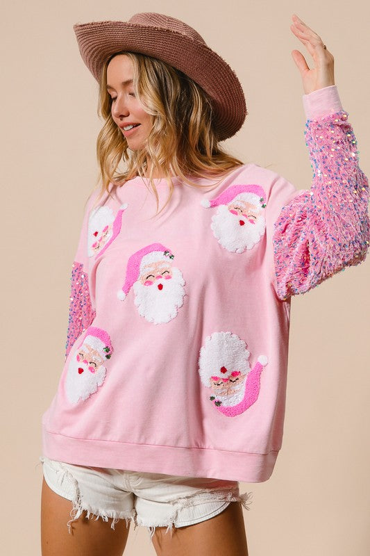 Sequin Sleeve Santa Sweatshirt