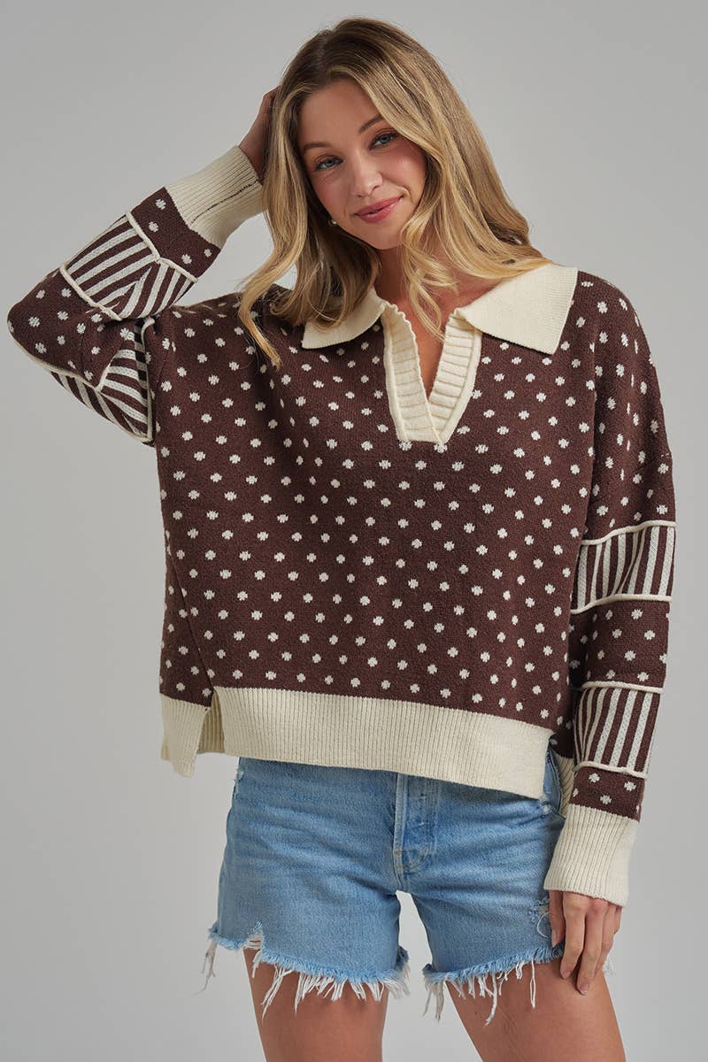 Just for Fun Polka Dot Collar Sweater