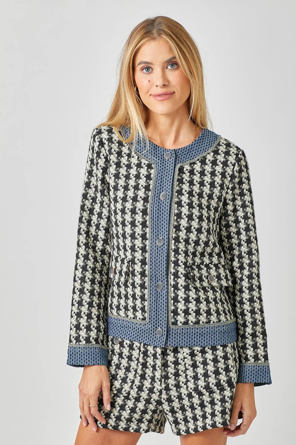 C'est Femme Houndstooth Tweed Jacket