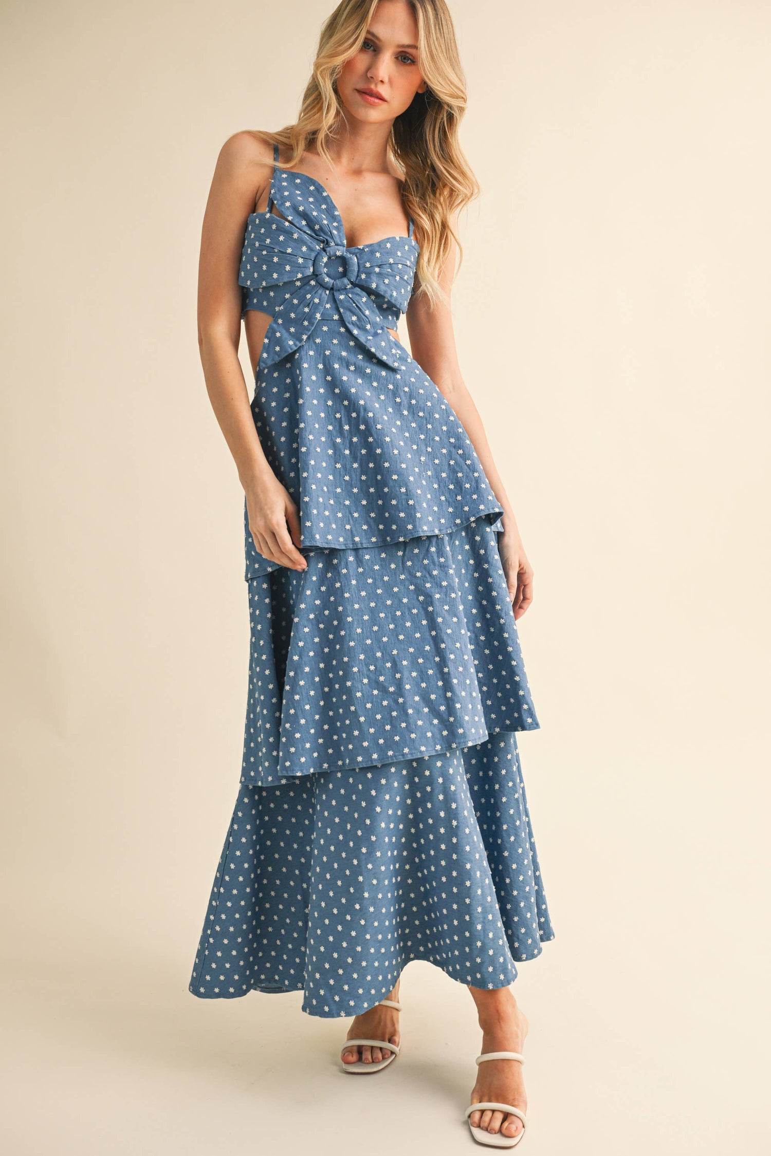 Floral Cutout Denim Dress