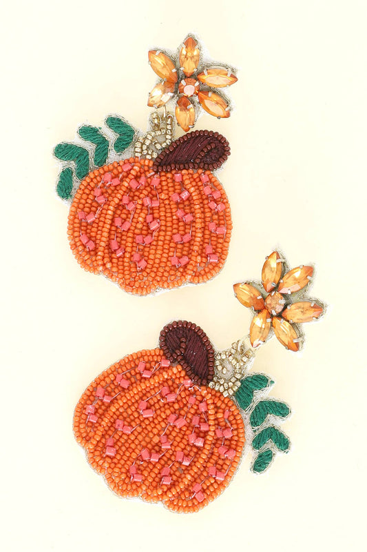 Jeweled Thanksgiving Pumpkin Earrings